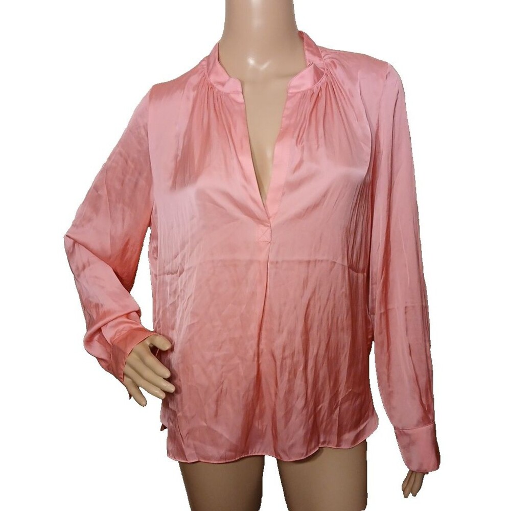 Zadig & Voltaire Tink Satin Pink Tunic Blouse Womens Medium Gathered NWOT   T14B
